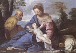 Simone Cantarini,Called Il Pesarese Rest on the Flight into Egypt (mk05) Sweden oil painting art